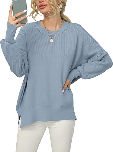 ANRABESS Women Crewneck Batwing Sleeve Oversized Sweater Top