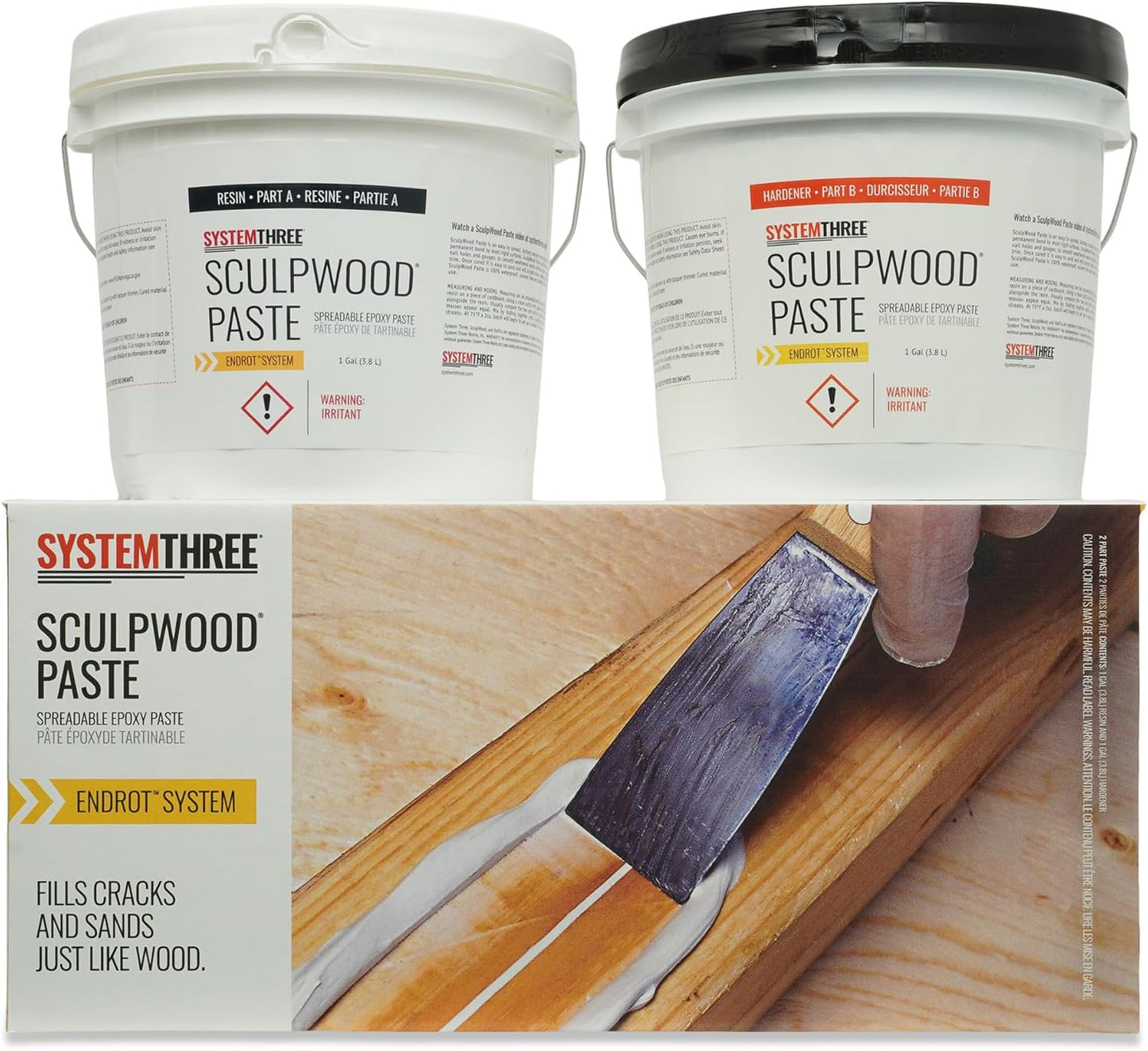 System Three SculpWood Paste Epoxy Wood Filler for Repairs