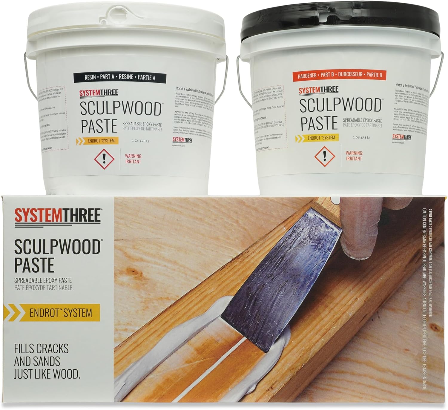 System Three SculpWood Paste Epoxy Wood Filler for Repairs