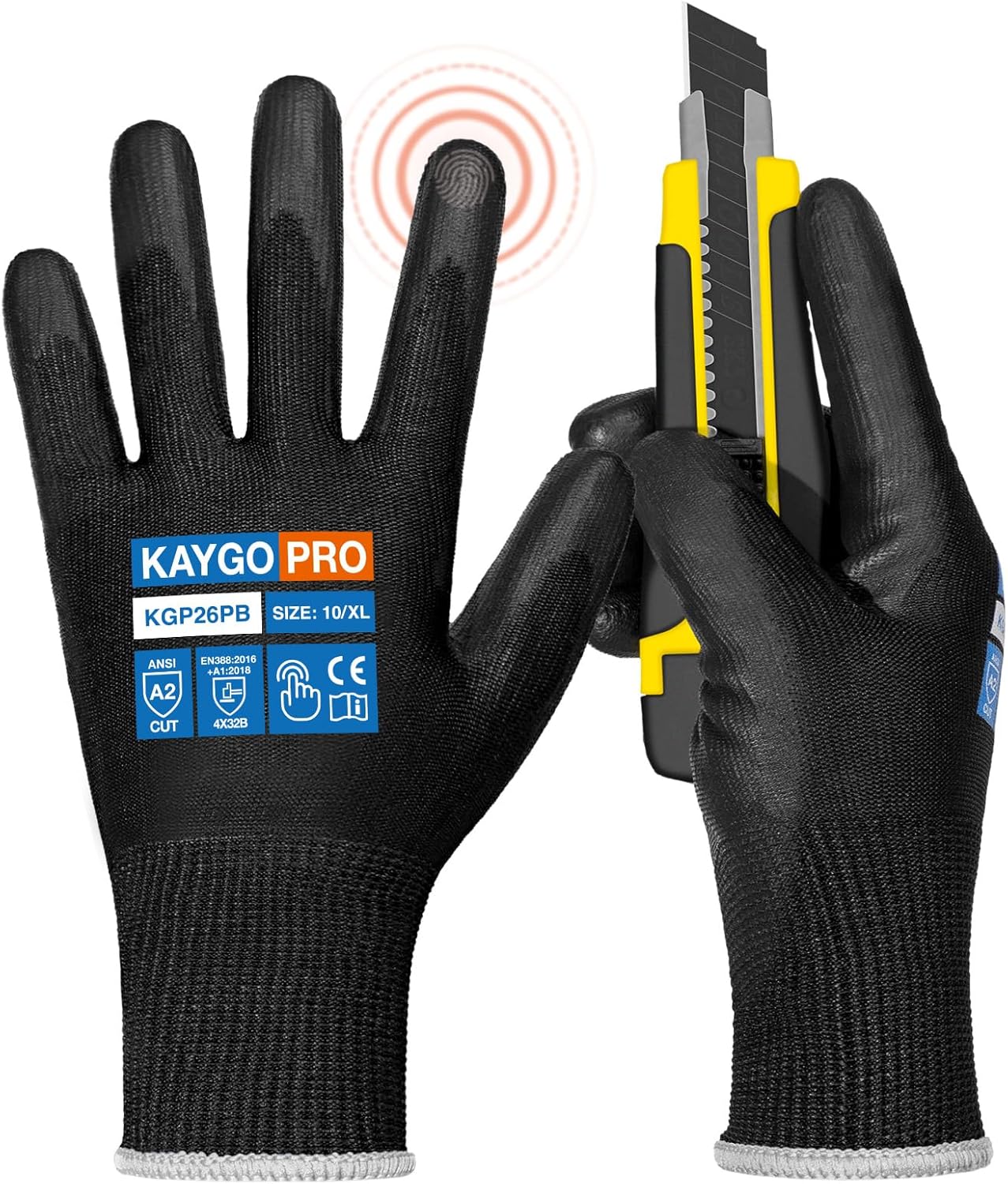KAYGO Cut Resistant Gloves with Touchscreen for Safety Work