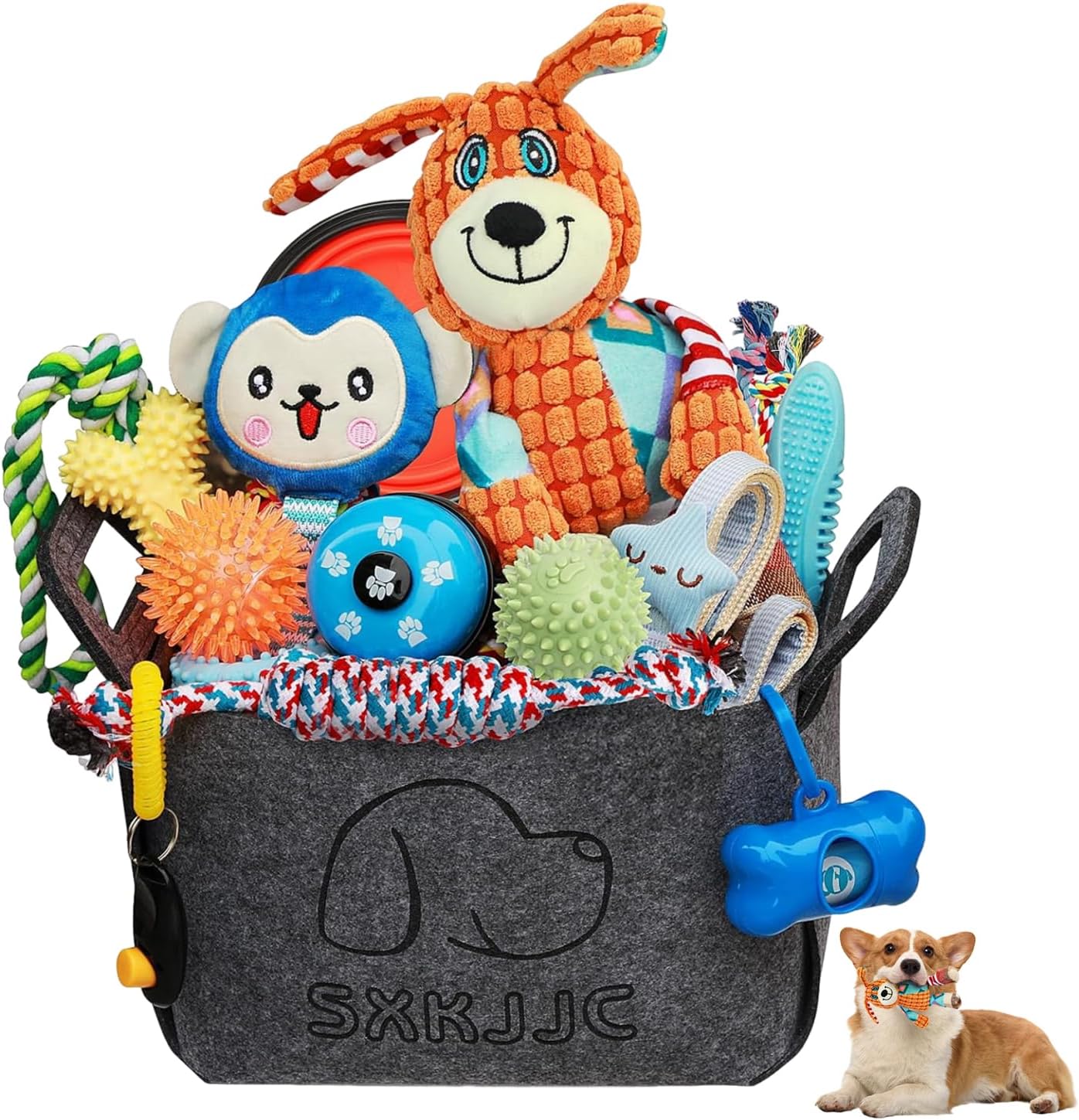 Interactive Dog Toy Basket - 20PCS Fun Chew Toys