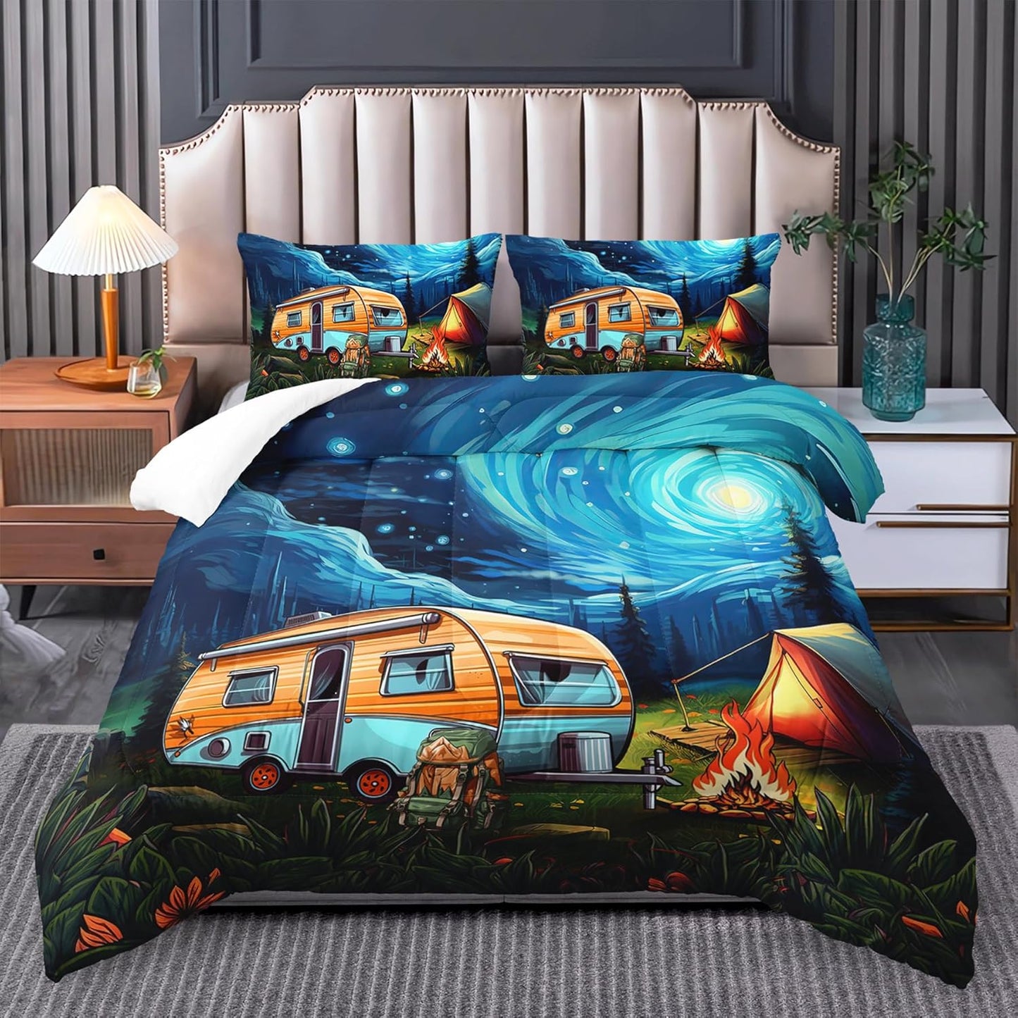 Short Full Quilt Bedding Set for RV Camper - Vintage Design