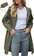 Long Packable Rain Jacket for Women - Waterproof Trench Coat