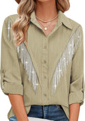 Sparkling Fringe Button Up Shirt for Trendy Western Fashion