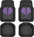Car Mats Full Set Black and Purple - Heavy Duty Rubber 4 Pc
