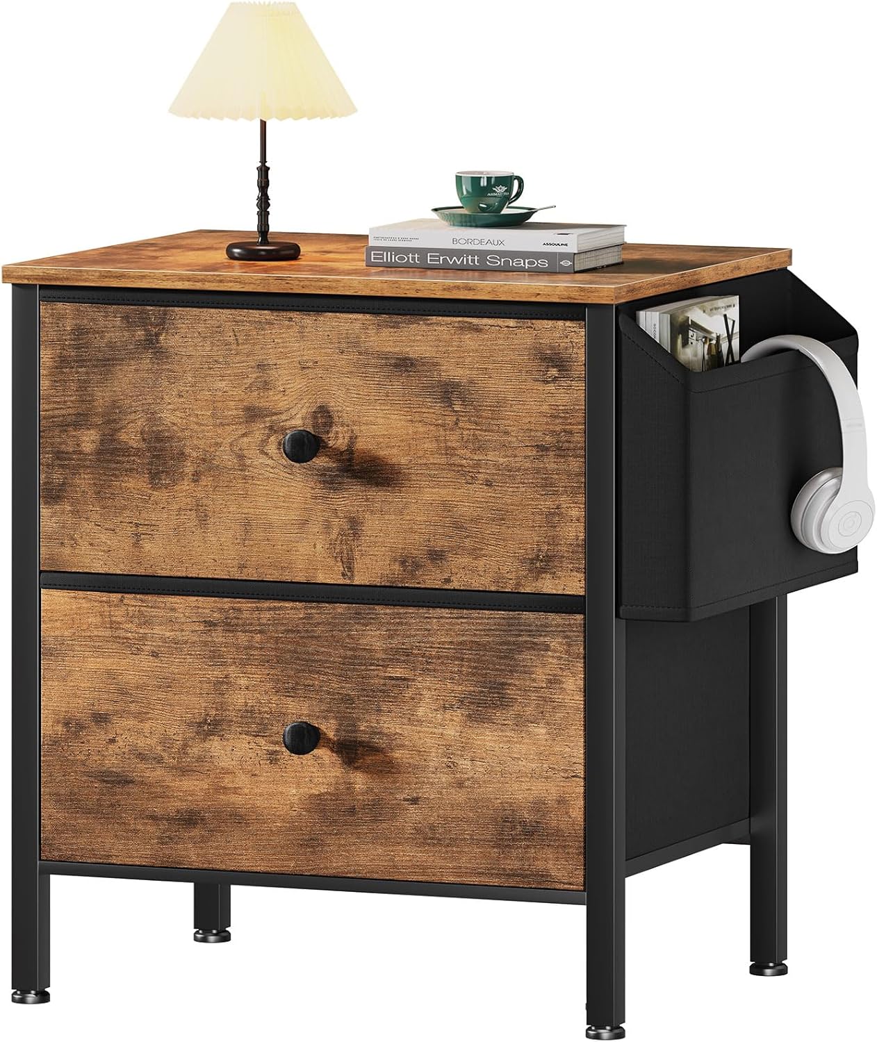 BOLUO Night Stand with Drawers for Bedroom - Stylish End Table