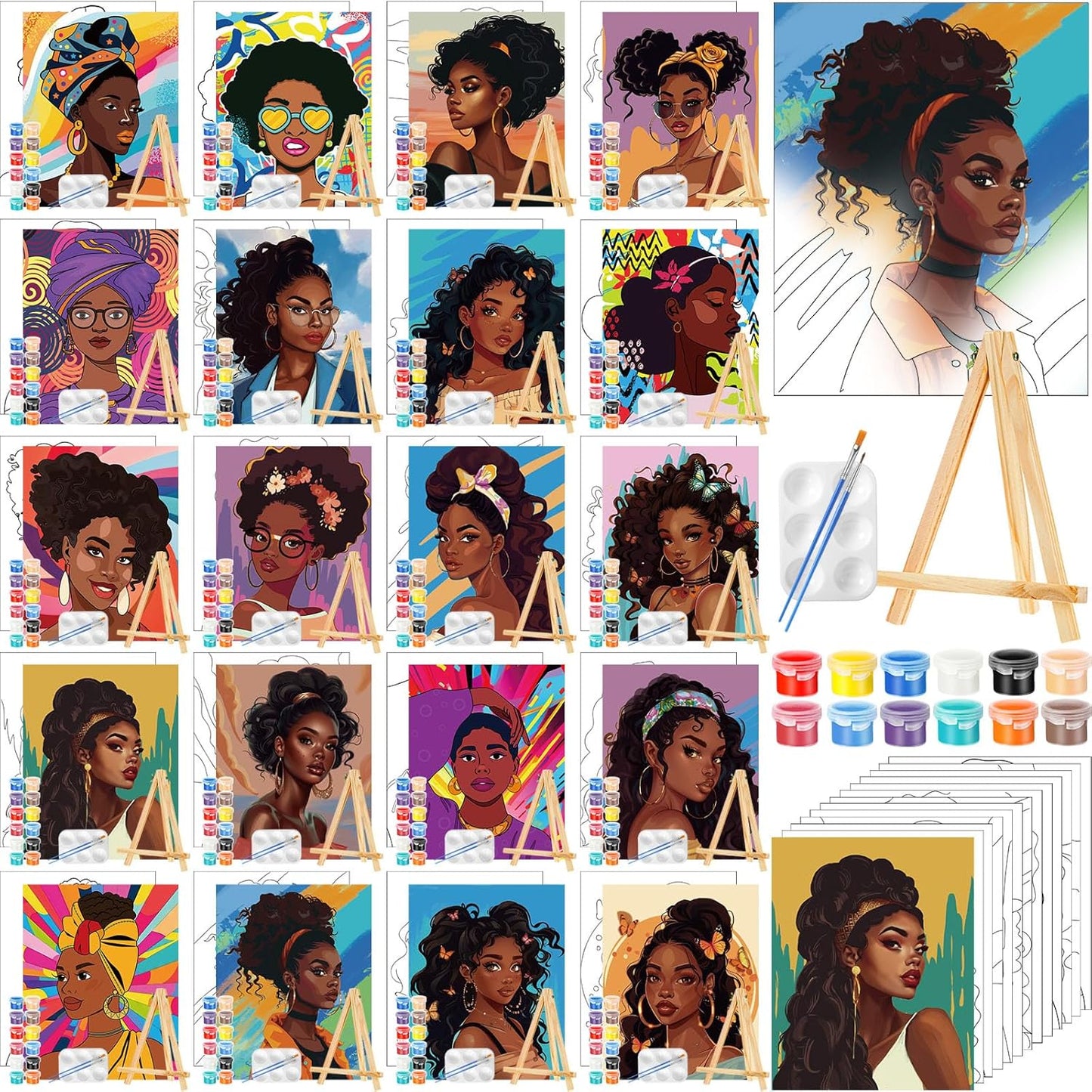 Zhanmai 20 Pack Pre Drawn Canvas for Painting Fun Activities