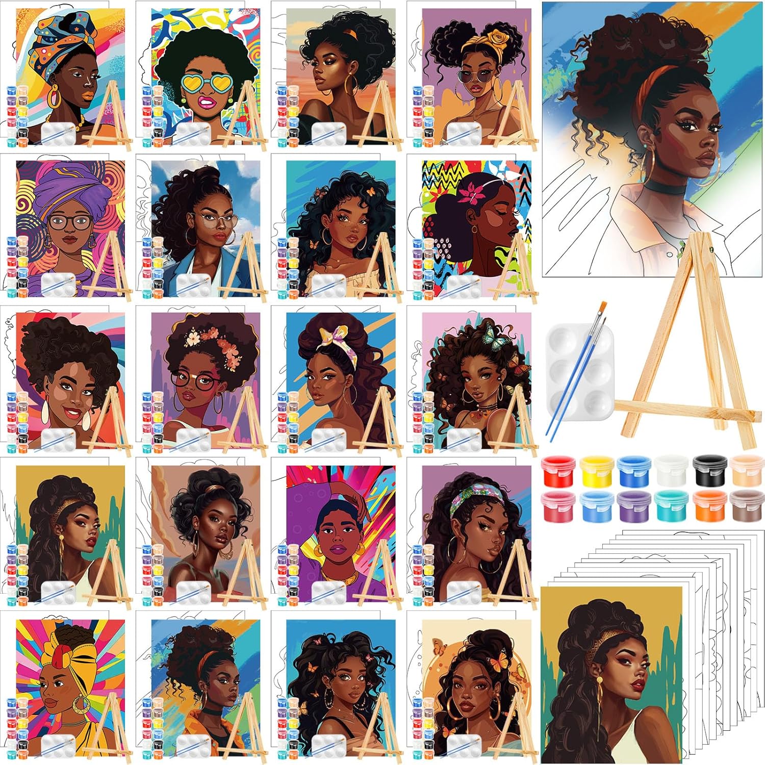 Zhanmai 20 Pack Pre Drawn Canvas for Painting Fun Activities