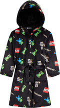 Minecraft Bath Robe for Boys Hooded Fleece Robe - Cozy Loot