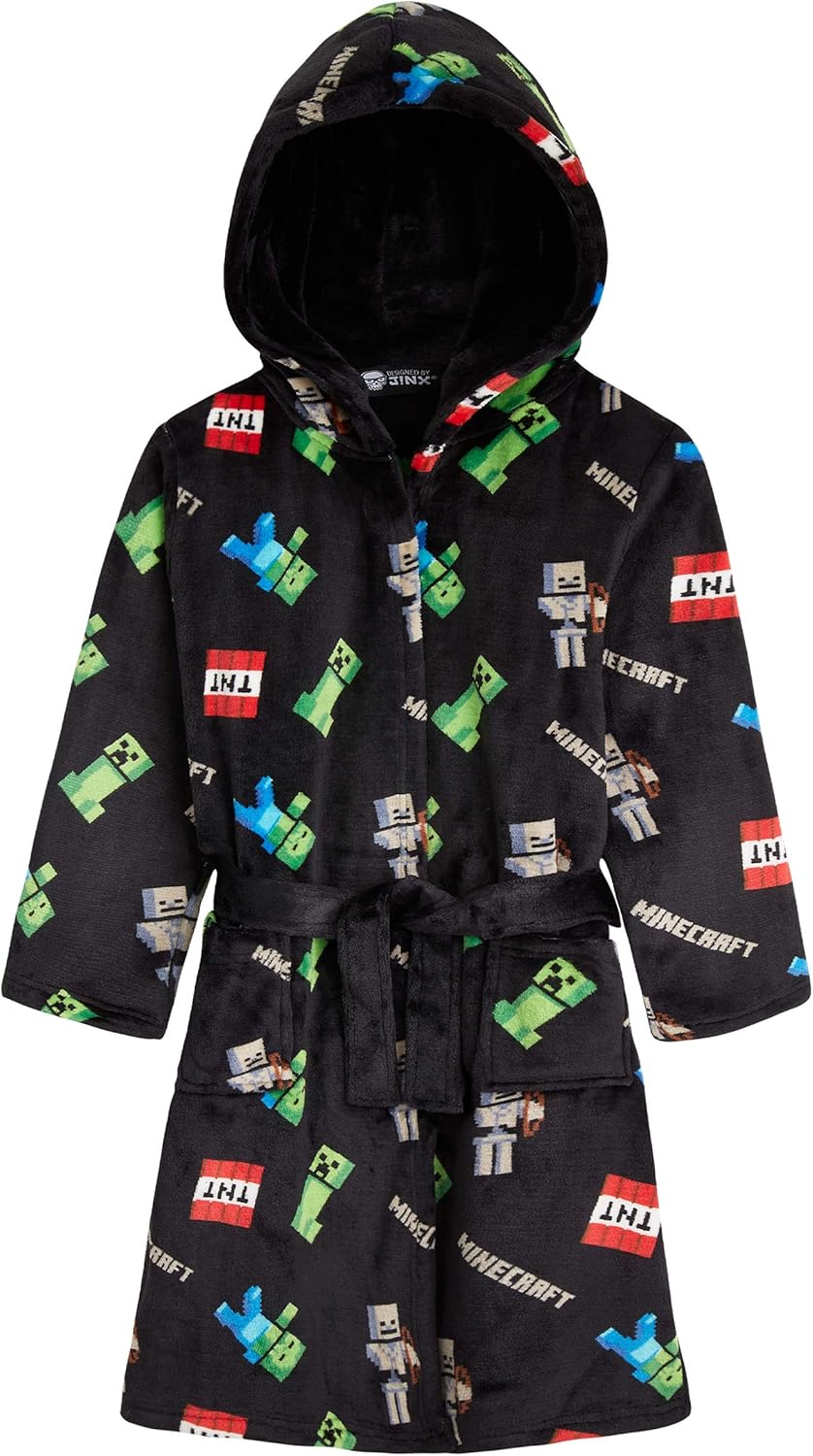 Minecraft Bath Robe for Boys and Teens - Cozy Fleece Loungewear