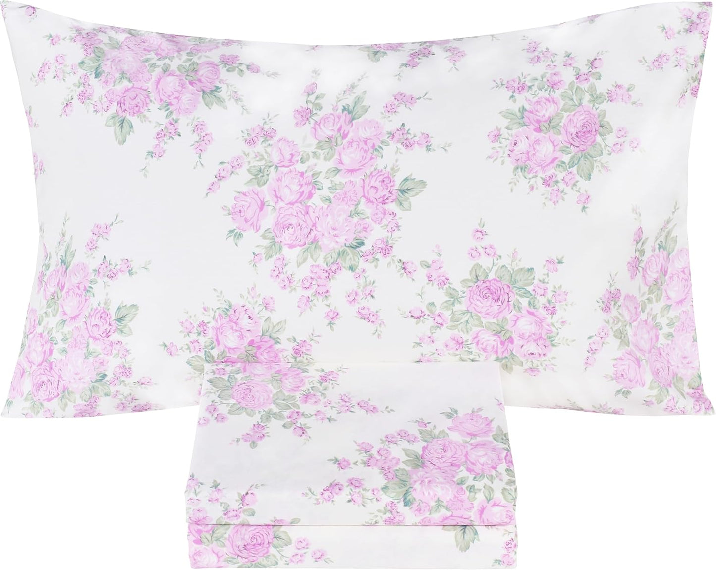 Scientific Sleep Pink Rose Floral Twin Bed Sheet Set for Kids