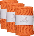 3mm Single Strand Macrame Cord 3 Skeins Orange - 300 ft Natural Cotton