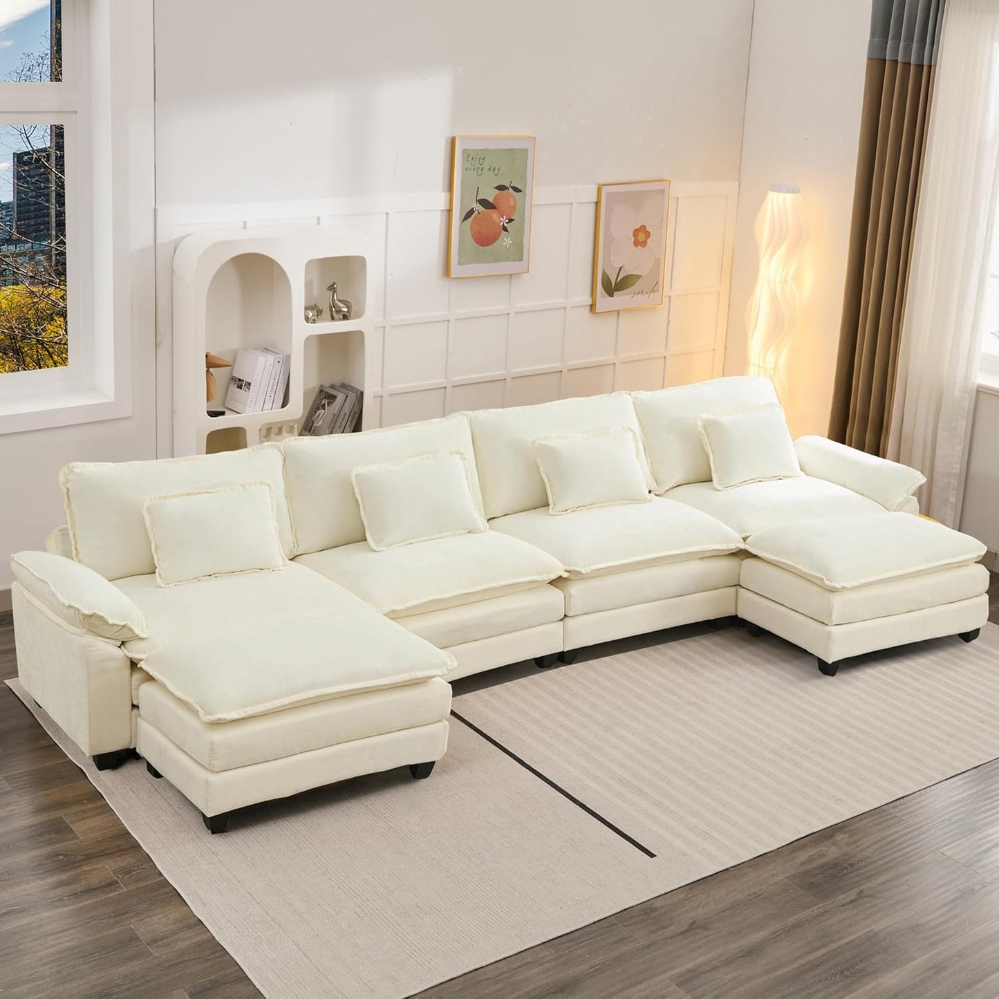 154 Inch Modular Sectional Sofa - Comfy Cloud Couch Design