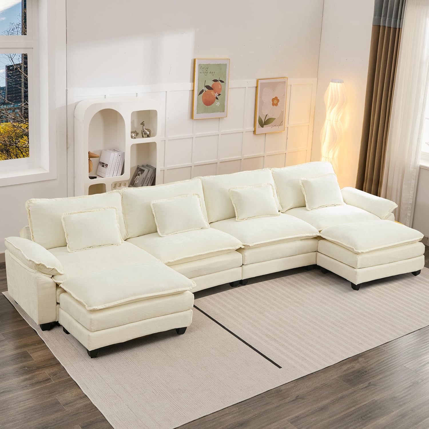154 Inch Modular Sectional Sofa - Comfy Cloud Couch Design