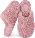 Women's Curly Faux Wool Scuff Slippers - Slip-On Memory Foam Comfort