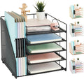 Desk Organizer with File Holder 5 Trays - Space-Saving Office