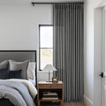 Dark Grey Linen Pinch Pleated Curtains 102 in - Thick Textured Drapes