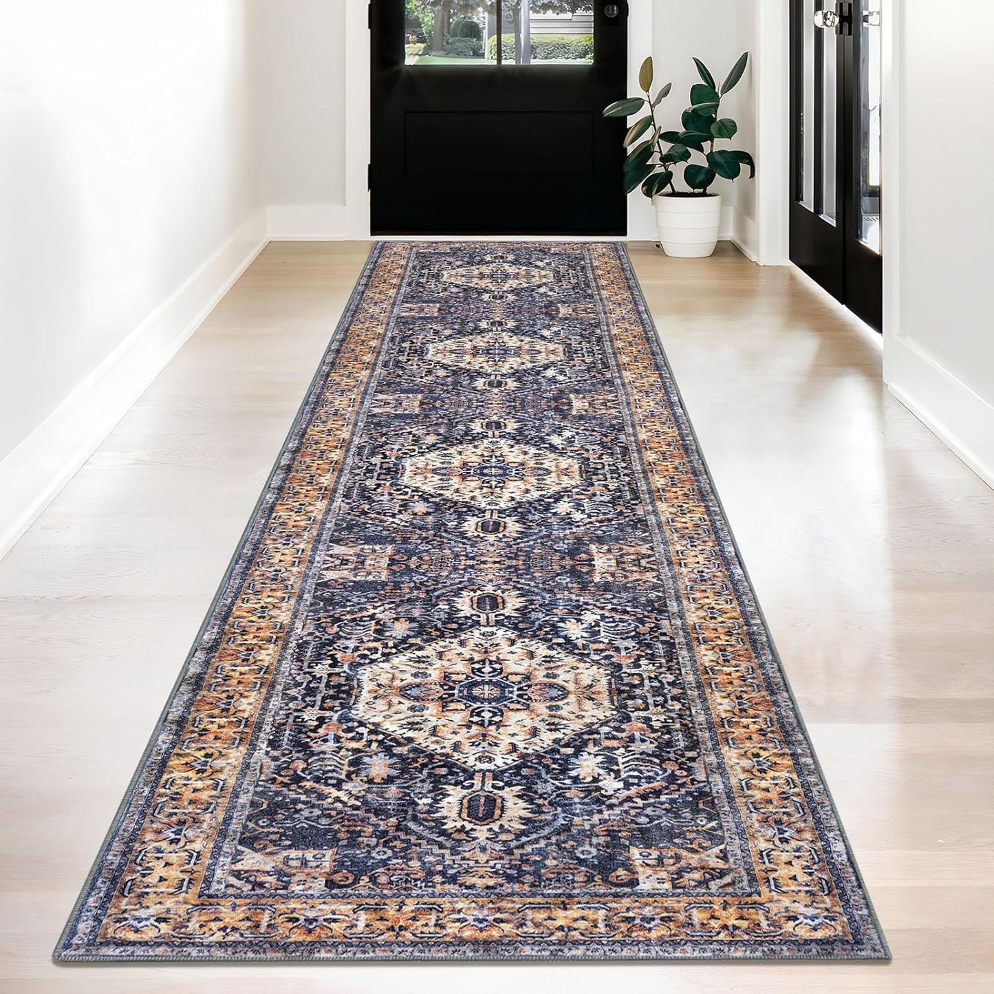 KOZYFLY Extra Long Washable Kitchen Boho Runner Rug 2.6x12 Ft