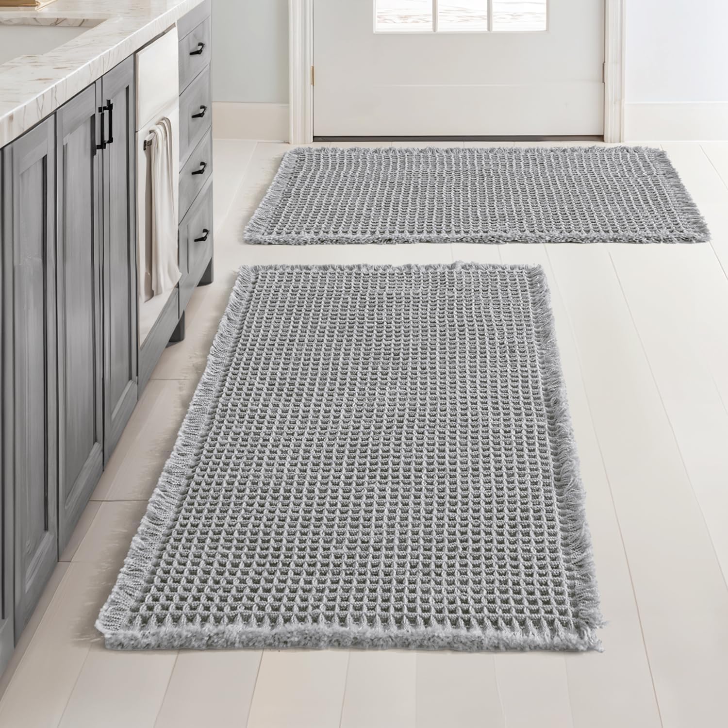 MIULEE Set of 2 Waffle Bathroom Rugs for Ultimate Comfort