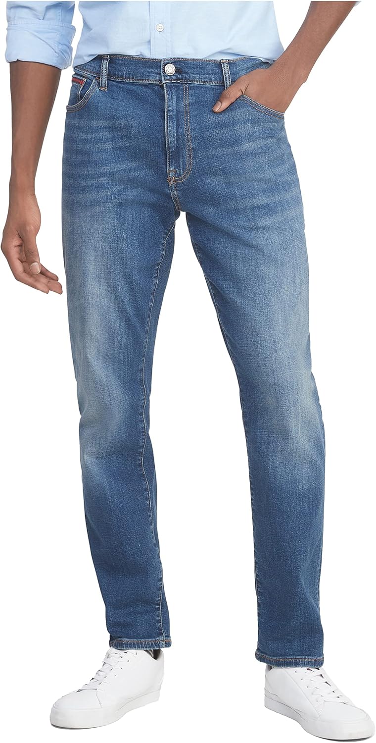 Tommy Hilfiger Mens Stretch Straight Leg Jeans for All-Day Comfort