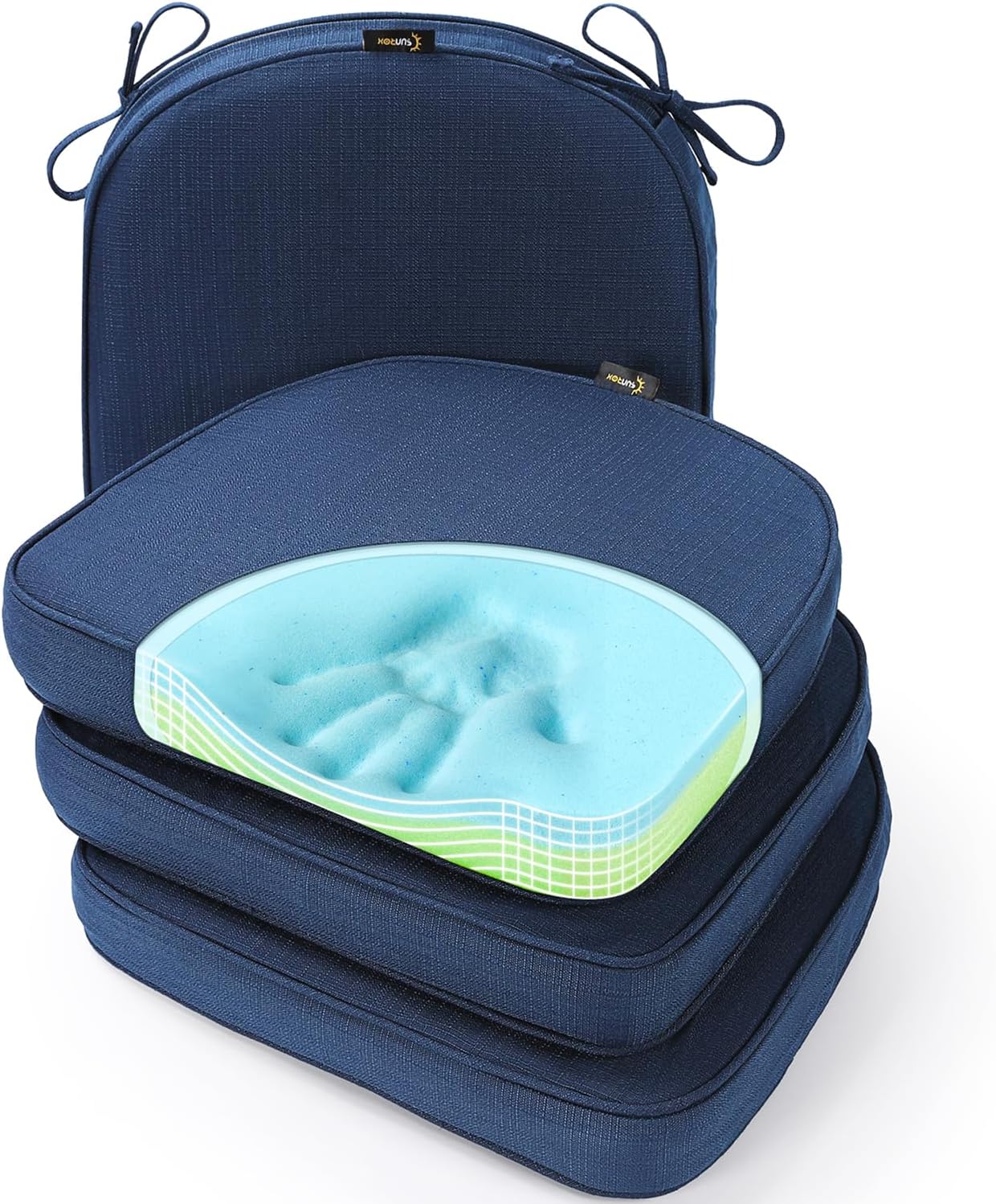 SUNROX Gel Memory Foam Chair Cushion Set of 4, Navy Color