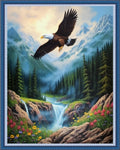 Dooxvey Cross Stitch Kit Forest Eagle 16x20 in - Beginner Stamped Set