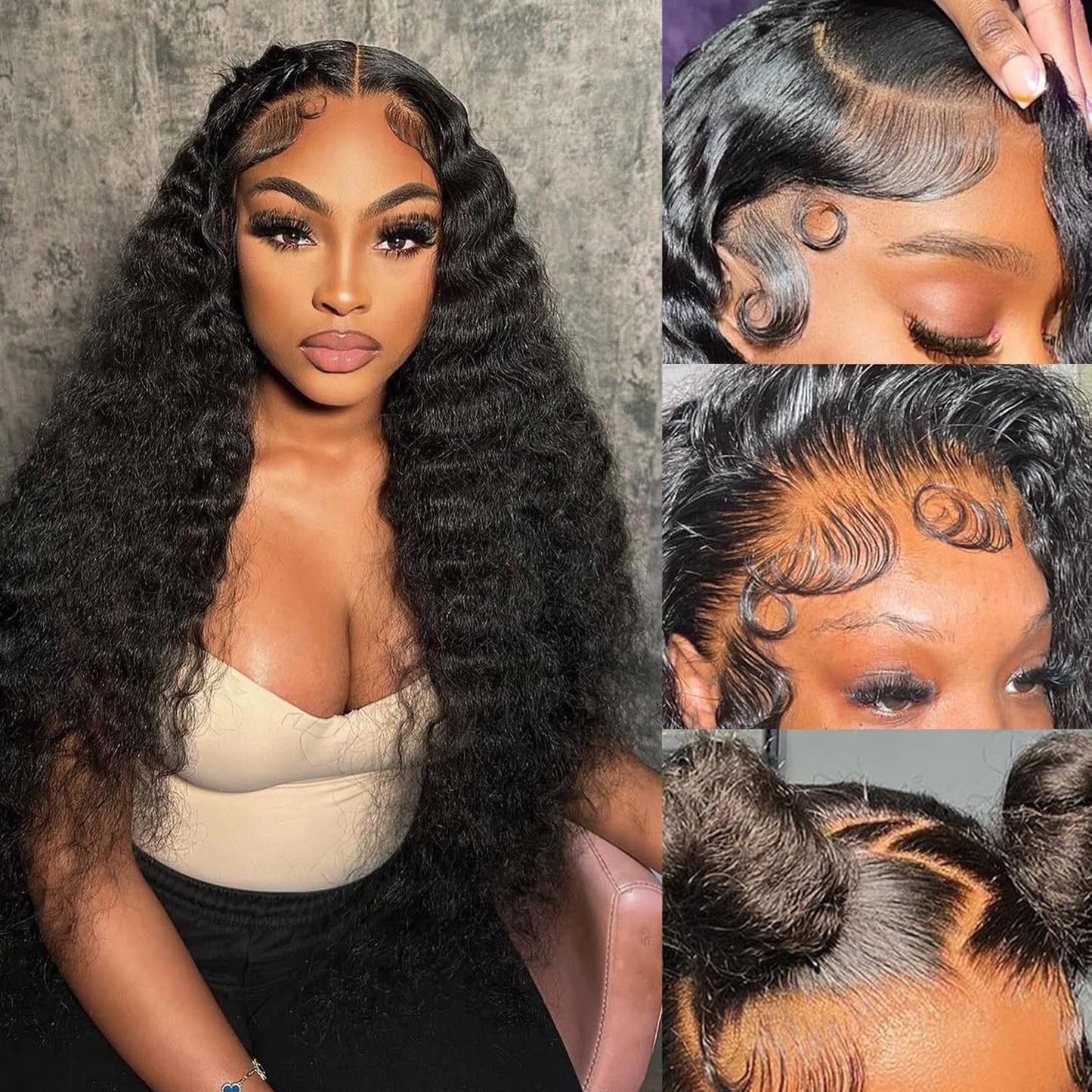 Deep Wave Lace Front Wigs Human Hair 200% Density 26 Inch