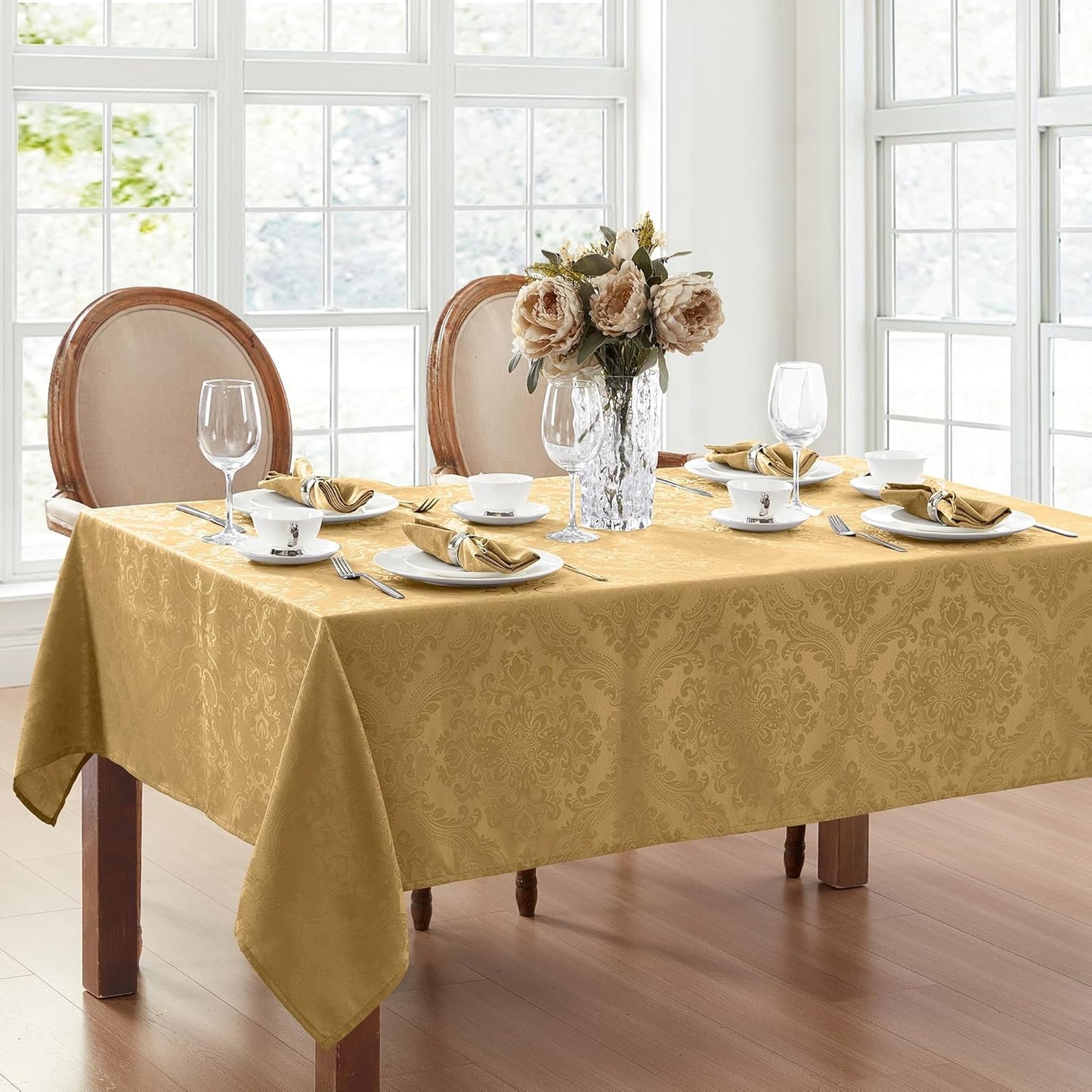 Elegant Damask Waterproof Tablecloth for Stylish Dining