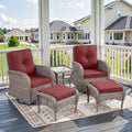 5 Piece Swivel Rocker Glider Outdoor Chairs Set with Ottoman & Table
