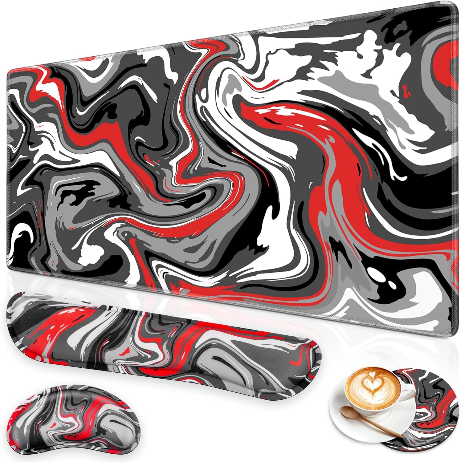 Canjoy 4-in-1 XXL Gaming Mouse Pad Set - Ultimate Comfort & Control