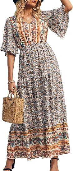 PRETTYGARDEN Women's Casual Summer Boho Floral Maxi Dress