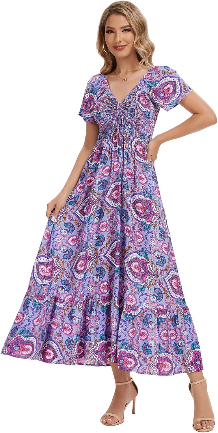 Women's Summer Floral Maxi Dress for Beach and Parties