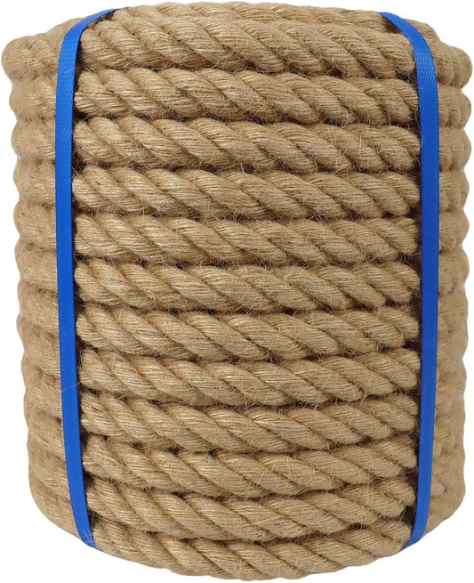 1 Inch Natural Jute Rope 50 Ft for Indoor and Outdoor Use