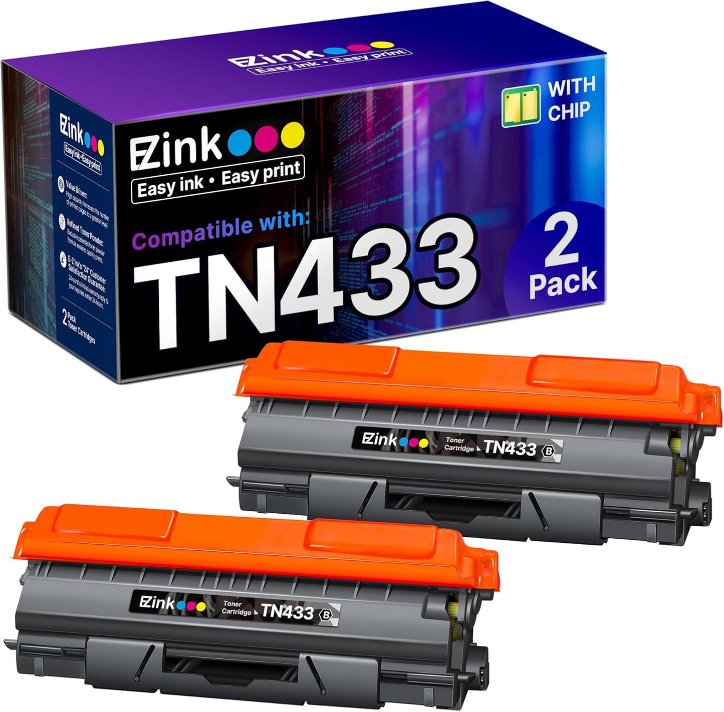 E-Z Ink Compatible Toner Cartridge for Brother TN-433 - 2 Pack