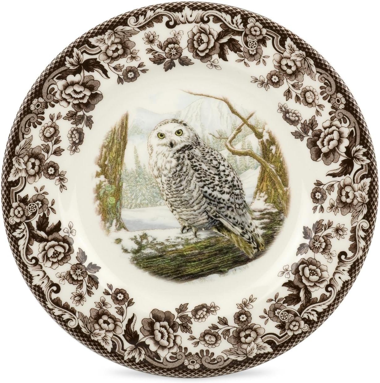 Spode Woodland Snowy Owl Salad Plate - Rustic Holiday Charm