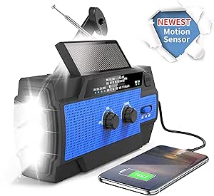 Emergency Weather Flashlight Radio with Crank Solar Power