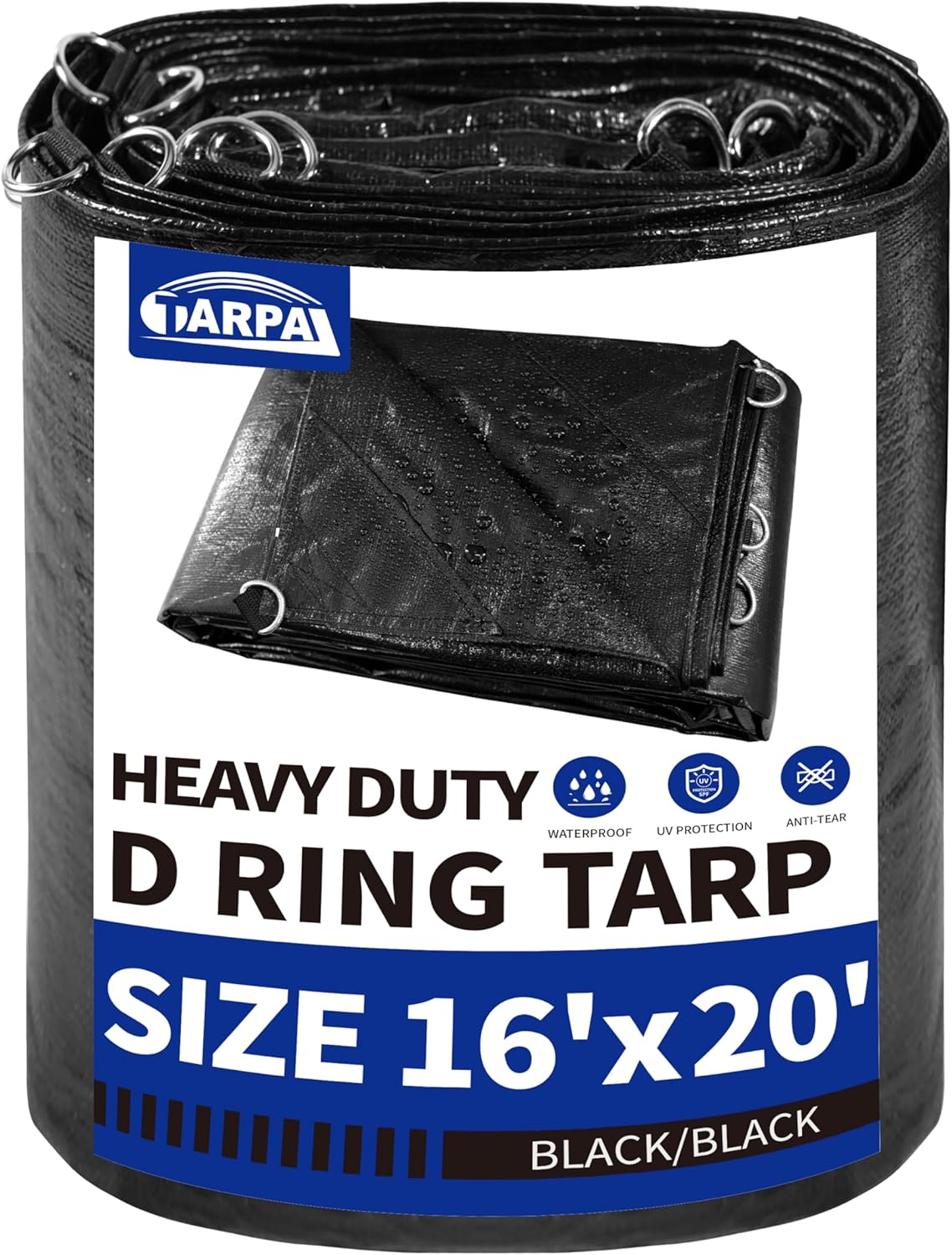 Heavy Duty Waterproof Tarp 16x20 Feet with D-Ring Design