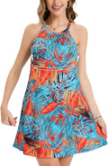 Summer Dress with Built in Bra Casual Halter Mini Sundress - Flowy
