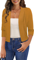 Women's 3/4 Sleeve Cropped Cardigan Sweater - Versatile Shrug