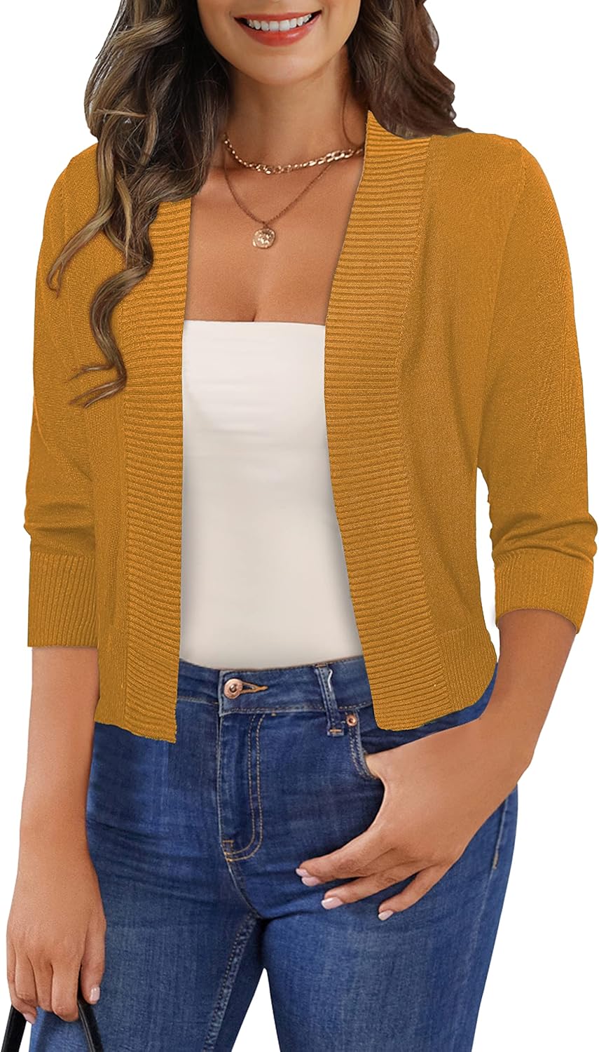 Women's 3/4 Sleeve Cropped Cardigan Sweaters for Every Occasion