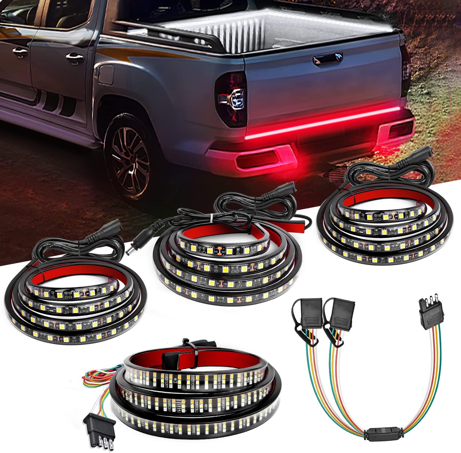 Nilight 60 Inch Truck Bed Light Strip Bundle with Tailgate Bar