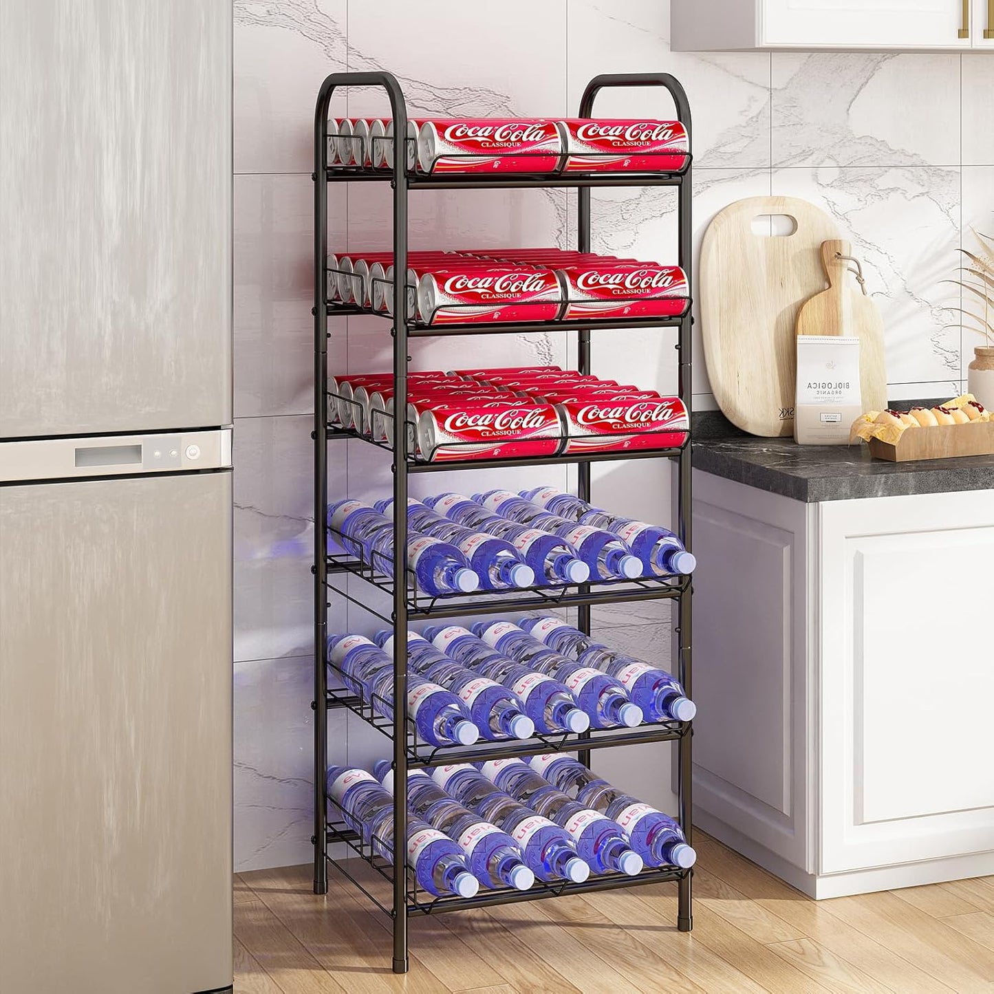 GILLAS 6-Tier Water Bottle Storage Rack for Organized Spaces
