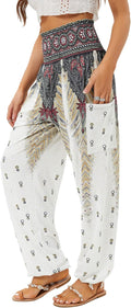 Women's Harem Pants High Waist Boho Yoga Trousers with Pockets
