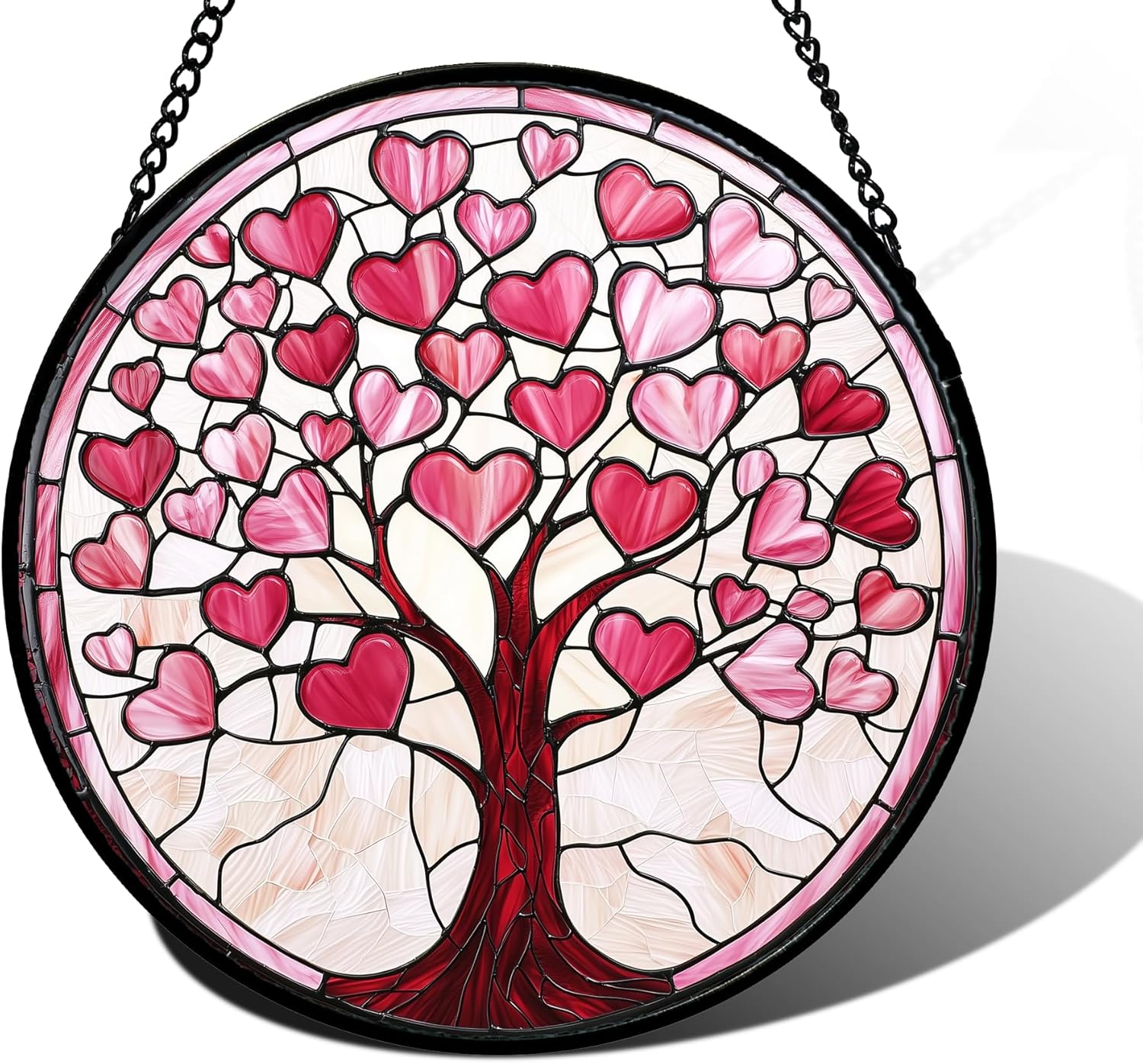 Stained Glass Window Hanging Heart Tree Suncatcher Decor Gift