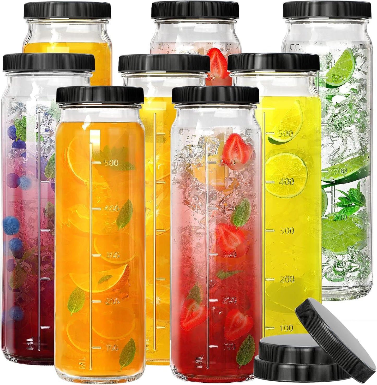 20 Oz Glass Juicing Bottles with Airtight Lids for Juicing