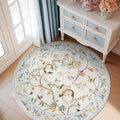 jinchan 5ft Round Rug Floral - Soft, Machine Washable Non-Slip Mat