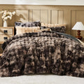 Lotus Karen Faux Fur Queen Comforter Set - Plush Bubble Design