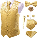 Hi-Tie Silk Mens Suit Vest Set with Tie, Bowtie & Accessories