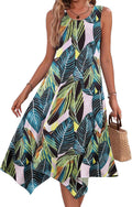 Women Sleeveless Summer Midi Sundress with Pockets - Flowy Fit