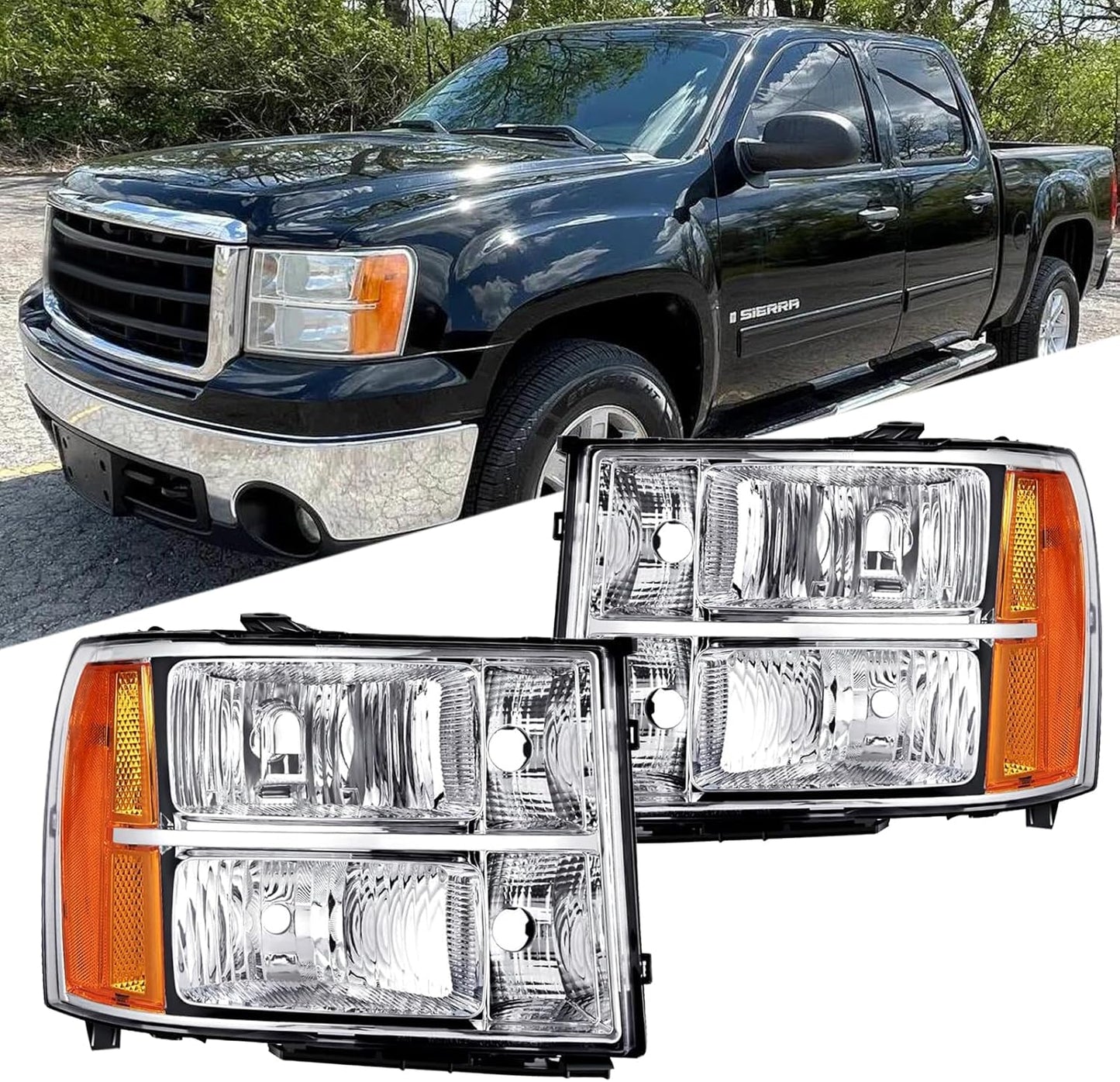 Headlights Assembly for GMC Sierra 1500 2500HD 3500HD Models